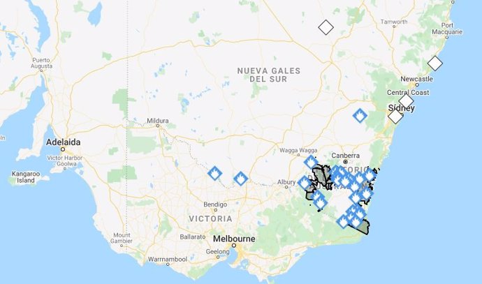 Australia.- Los incendios forestales en Nueva Gales del Sur, activos pero bajo c