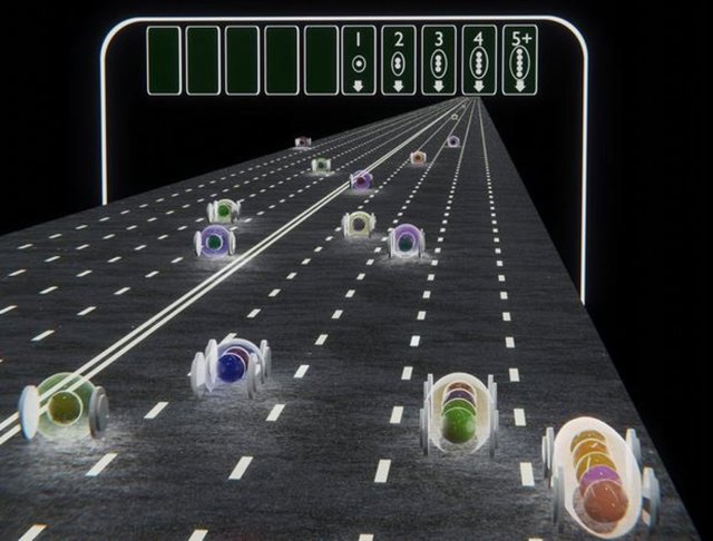 Los Grupos De Electrones Que Bajan Por La Carretera Superconductora Representan El Movimiento De La Serie De Conductancia Pascal