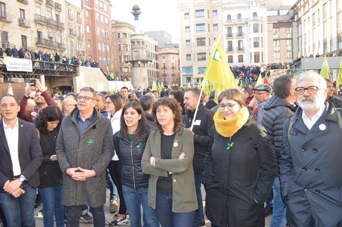 Mobilització d'agricultors a Lleida amb la presncia de la consellera Teresa Jord, el 14 de febrer del 2020.