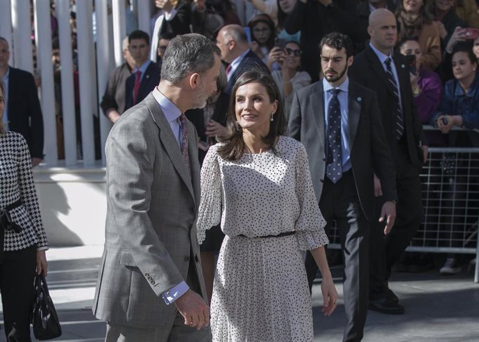 Los Reyes Felipe VI y doña Letizia  visitan la parroquia de Nuestra Señora de la Asunción con motivo del Año Jubilar Mariano del Rocío Almonte (Huelva) a 14 de febrero del 2020