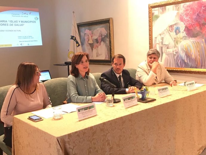 La consejera de Sanidad del Gobierno de Canarias, Teresa Cruz (en el centro), en el plenario de la estrategia de salud