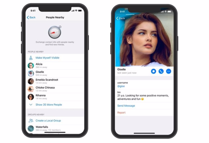 La nueva versión de Telegram permite ver los perfiles de personas cercanas