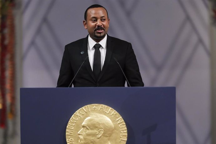 El primer ministro de Etiopía, Abiy Ahmed, durante la ceremonia de entrega del Nobel de la Paz