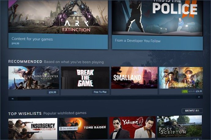 Steam presenta su sistema de recomendación de juegos según los hábitos de los us