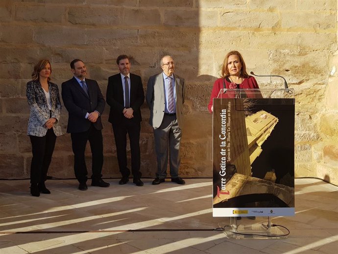 La consejera de Presidencia del Gobierno de Aragón, Mayte Pérez, en Alcañiz.