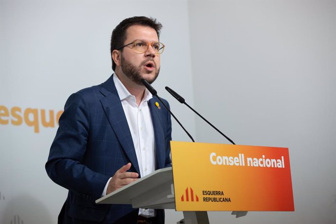 El vicepresident de la Generalitat, Pere Aragons, intervé en el Consell Nacional d'ERC, Barcelona (Catalunya/Espanya), 15 de febrer del 2019.