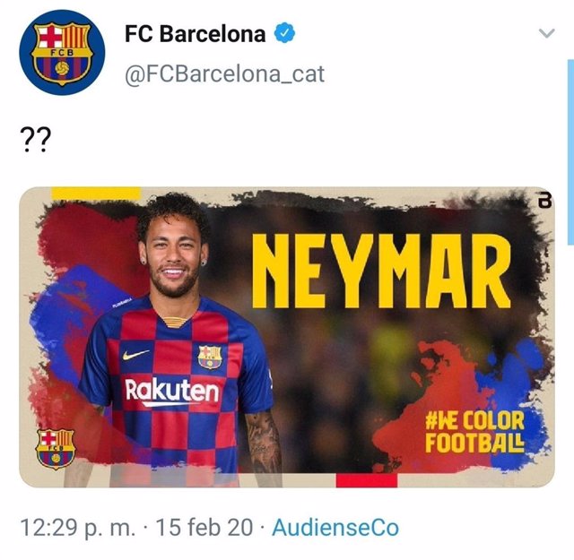 Pantallazo del falso fichaje de Neymar Jr. Por el Barça, tras el ciberataque de OurMine.