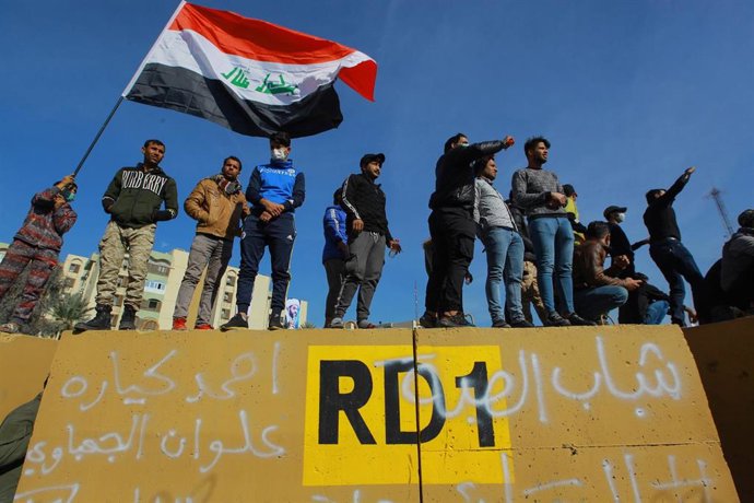 Manifestantes en la Zona Verde de Bagdad