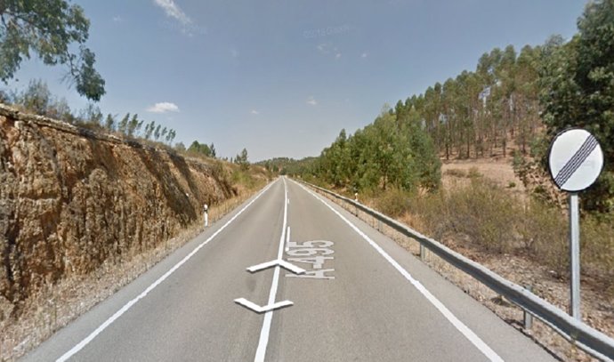 Punto kilométrico donde ha ocurrido el accidente en Rosal de la Frontera.