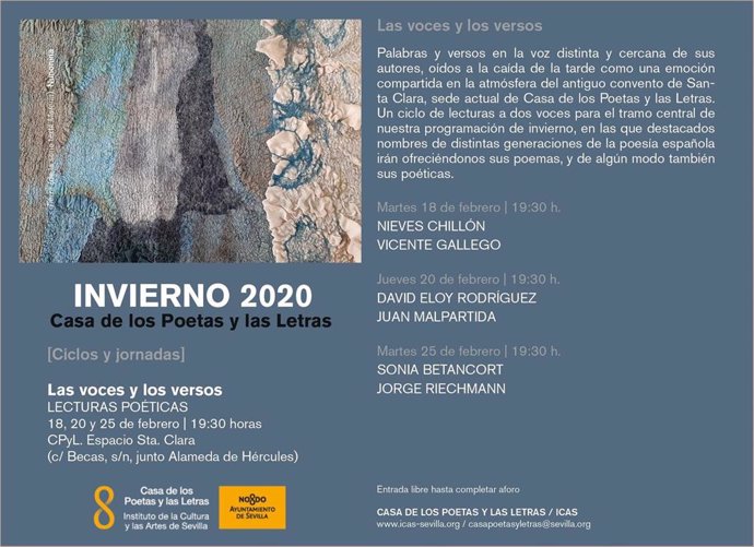 Nieves Chillón y Vicente Gallego inauguran este martes 'Las voces y los versos' de la Casa de los Poetas