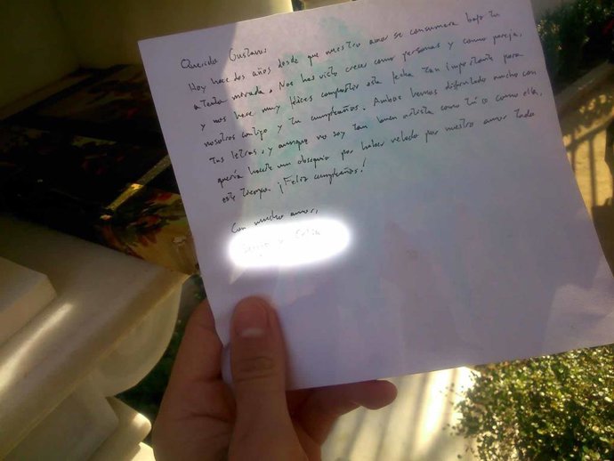 Carta despositada junto a la estatua de Bécquer con motivo de su 184 cumpleaños