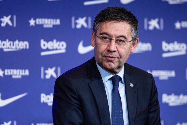 Josep Maria Bartomeu president of FC Barcelona during the presentation of Quique Setien as a new coach of FC Barcelona with contract till 30th of June of 2022 at Camp Nou Stadium on January 14, 2020 in Barcelona, Spain.