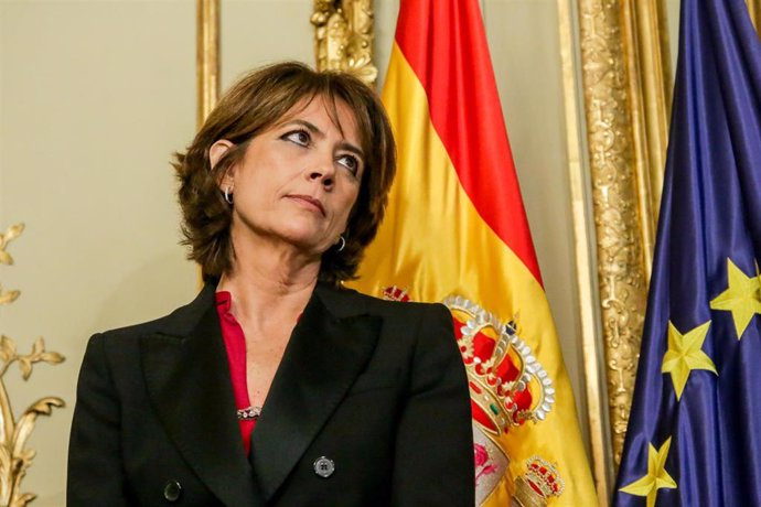 La exministra de Justicia y futura Fiscal General del Estado, Dolores Delgado, en la toma de posesión de su sucesor