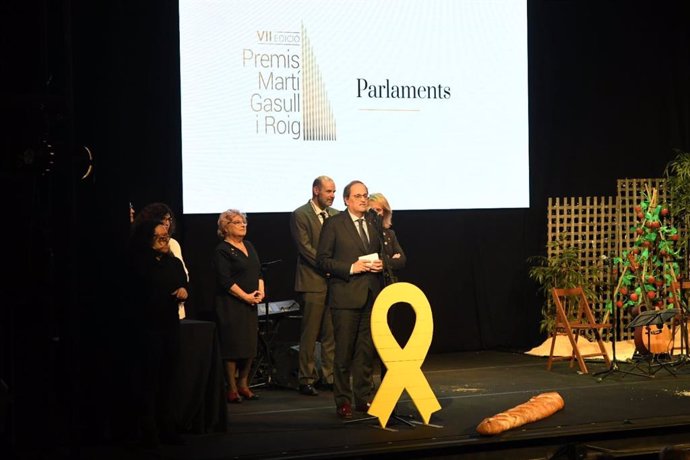 EL presidente de la Generalitat, Quim Torra, en los premios de Plataforma per la Llengua