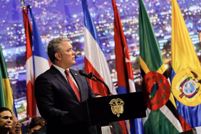 El presidente de Colombia, Iván Duque, durante la 49 Asamblea General de la OEA en Medellín