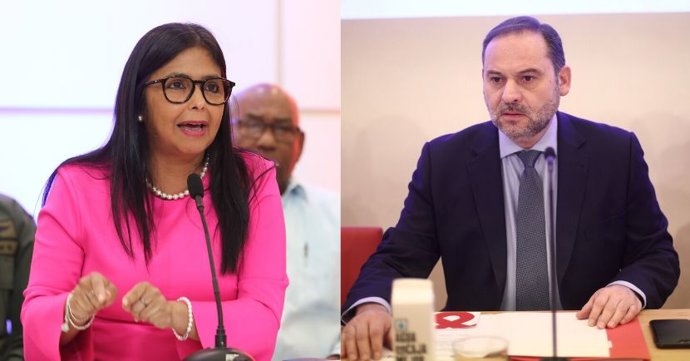 Montaje fotográfico de Delcy Rodríguez y José Luis Ábalos