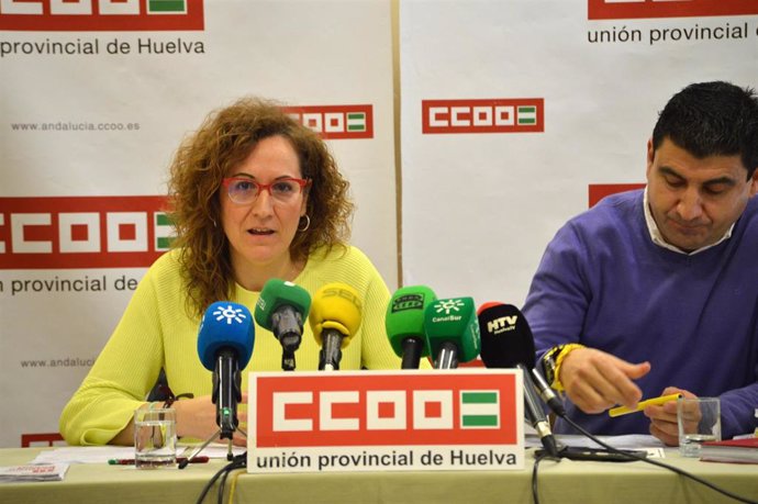 La secretaria general de CCOO-A, Nuria López, en Huelva.