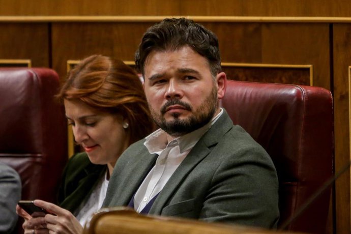El portavoz de ERC en el Congreso de los Diputados, Gabriel Rufián, en el Pleno 