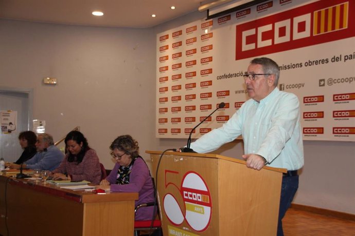 El secretario general de CCOO PV, Arturo León en el consell confederal de CCOO PV.