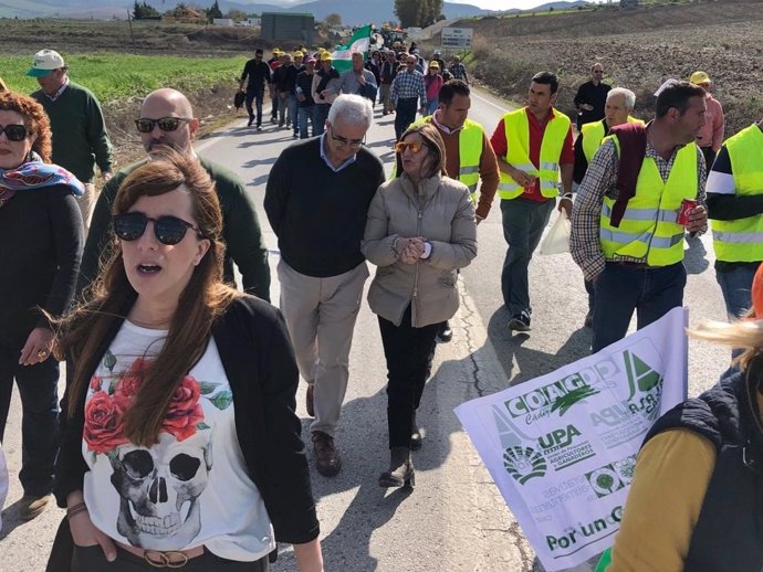 La presidenta de la Diputación de Cádiz, Irene García, en la manifestación convocada por las organizaciones agrarias de la provincia de Cádiz