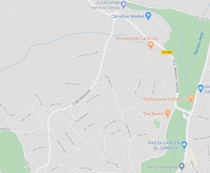 Calle donde fue localizada la mujer.