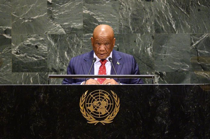 September 27, 2019 - New York, NY, United States: Thomas Motsoahae Thabane, Prime Minister of Lesotho, speaking in the General Assembly at the United Nations. (Michael Brochstein/Contacto)