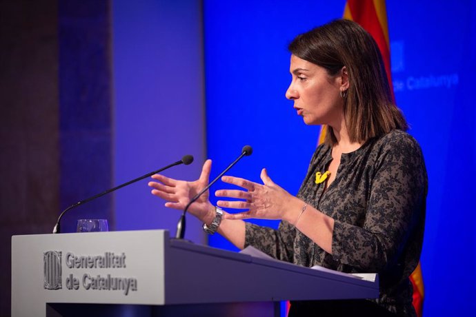 La consellera de la Presidncia i portaveu del Govern, Meritxell Budó, ofereix una roda de premsa posterior al Consell Executiu al Palau de la Generalitat, Barcelona (Espanya), 18 de febrer del 2020.