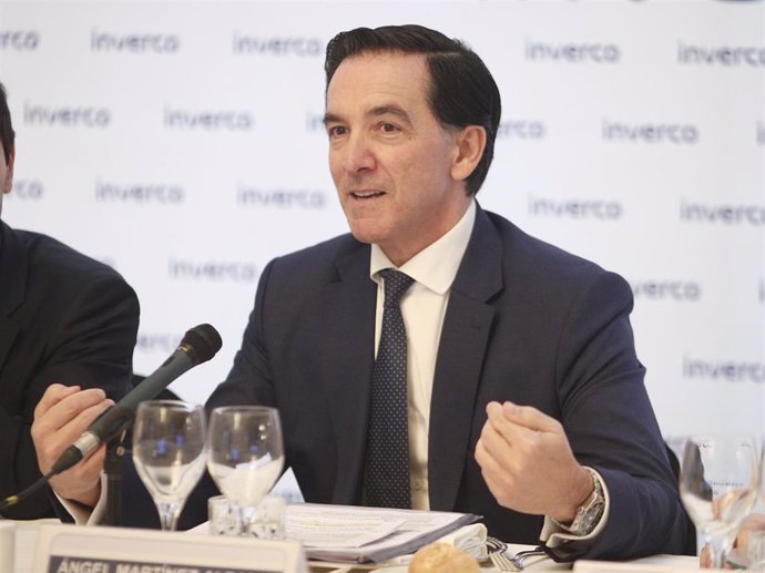 El presidente de Inverco, Ángel Martínez-Aldamam durante la presentación de las previsiones para los fondos y planes de pensiones para 2020 de la patronal Inverco, en Madrid (España), a 12 de febrero de 2020.