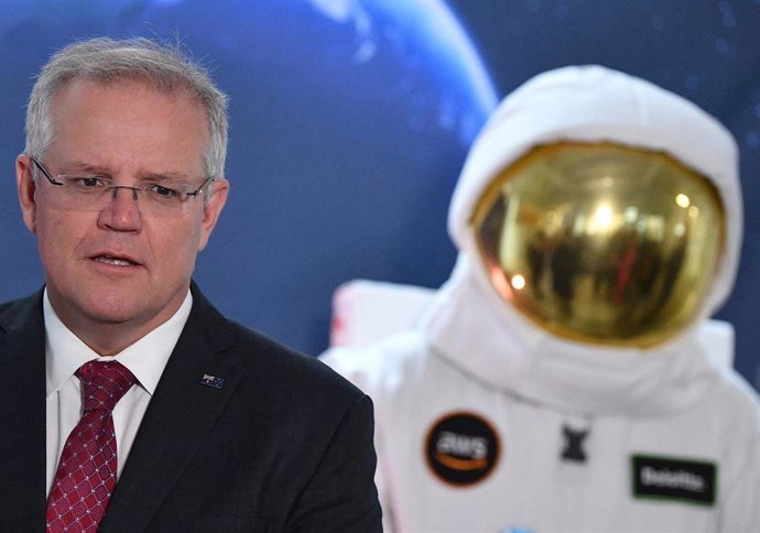El primer ministro de Australia, Scott Morrison, durante la presentación de la Agencia Espacial australiana.
