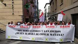 Manifestación de agricultores y ganaderos en Pamplona