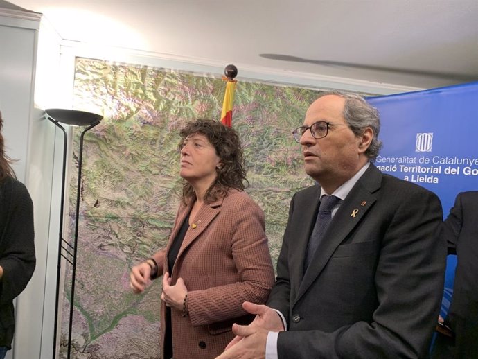 El presidente de la Generalitat, Quim Torra, y la consellera de Agricultura, Teresa Jord