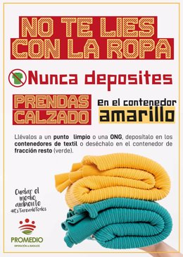 Cartel de la campaña por el buen uso de los contenedores de residuos.