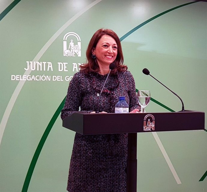 La delegada de la Junta de Andalucía en Málaga, Patricia Navarro, en rueda de prensa