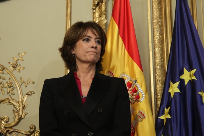 La exministra de Justicia y futura Fiscal General del Estado, Dolores Delgado, durante el acto de toma de posesión de ministros en el Ministerio de Justicia en el Palacio de Parcent, Madrid (España), a 13 de enero de 2020.