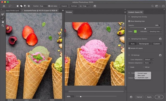Photoshop incorpora el relleno según el contenido y el desenfoque de lente por s