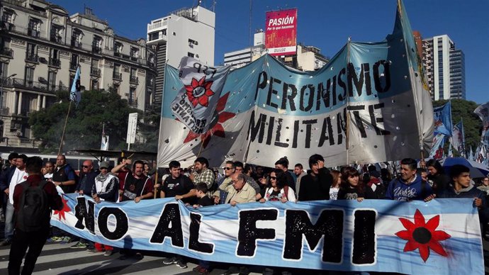 Manifestación contra el Fondo Monetario Internacional (FMI) en Argentina en el año 2018.