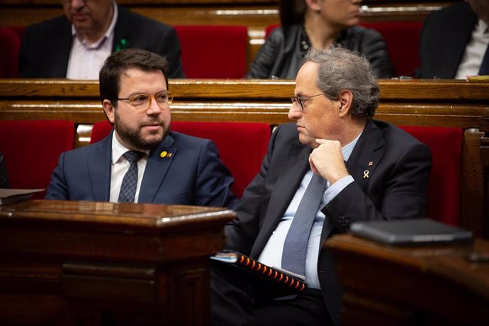 El vicepresidente y el presidente de la Generalitat: Pere Aragons y Quim Torra (archivo)