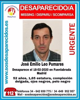 Imagen de recurso del cartel con los datos de un desaparecido en Fuenlabrada.