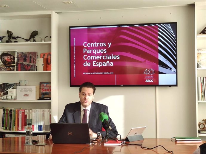 Eduardo Ceballos, presidente de la Asociación Española de Centros Comerciales, en la presentación de los datos del sector de 2019