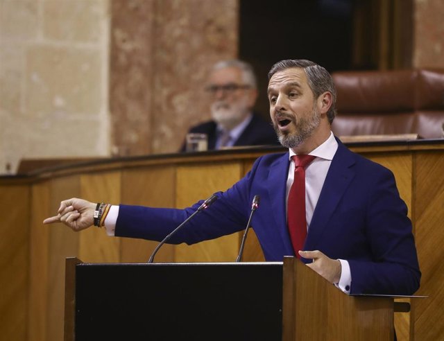 El consejero de Hacienda, Juan Bravo, en el Pleno del Parlamento