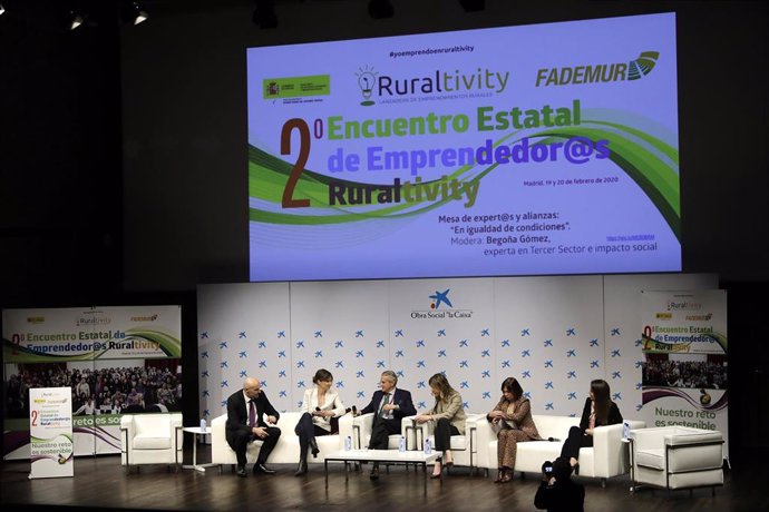  2 Encuentro Estatal de Emprendedor@s Ruraltivity, organizado por la Federación de Asociaciones de Mujeres Rurales (FADEMUR) en el salón de actos de CaixaForum, en Madrid (España), a 20 de febrero de 2020.