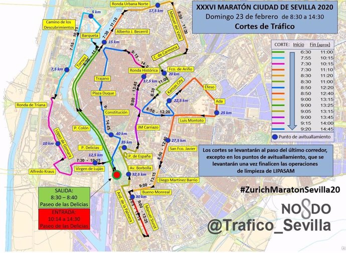 Sevilla.-Arranca el plan de movilidad por la Maratón, con afecciones a tráfico d