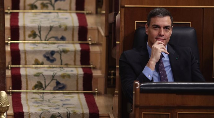 El presidente del Gobierno, Pedro Sánchez, durante una sesión de control al Gobierno en el Congreso de los Diputados, Madrid (España), a 19 de febrero de 2020.