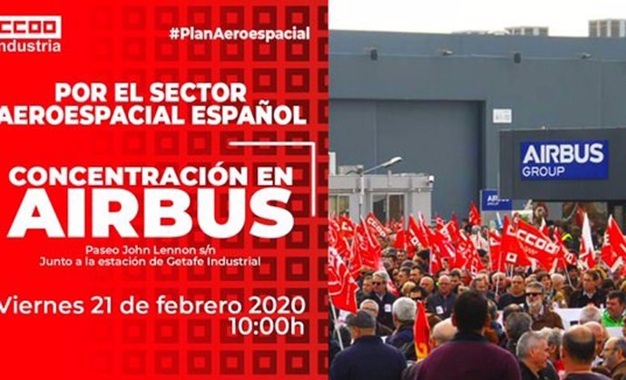 CCOO convoca una concentración en Getafe este viernes a las puertas de Airbus en protesta por los despidos