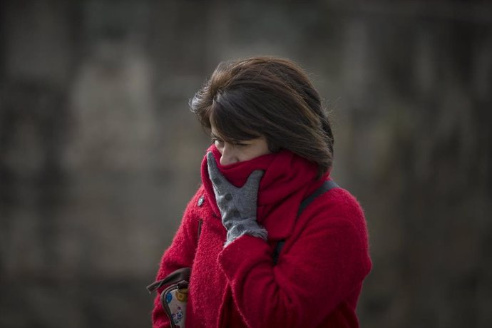 Imágenes de recurso de temperaturas bajas. Una mujer se protege del frío  en Sevilla, a 20 de enero de 2020.