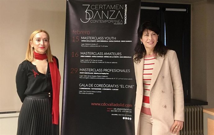 La directora del II Certamen de Danza Contemporánea de Valladolid, Lola Eiffel, y la concejal de Cultura y Turismo del Ayuntamiento de Valladolid, Ana Redondo, presentan la gala de clausura del certamen
