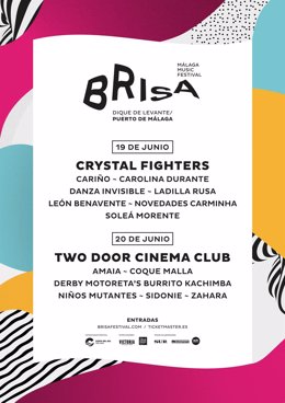 Cartel de las actuaciones por día del festival Brisa.
