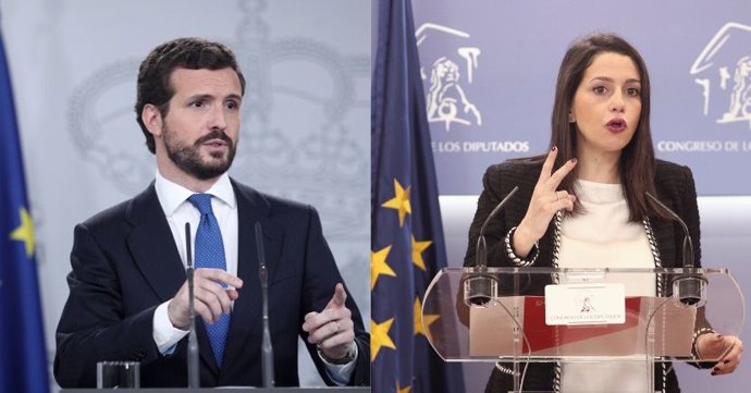 Montaje fotográfico de Pablo Casado e Inés Arrimadas