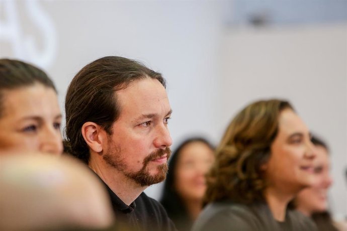 O vicepresidente segundo do Goberno de España e ministro de Dereitos Sociais e Axenda 2030, Pablo Iglesias, durante o encontro confederal de Unidas Podemos celebrado na Fundación Diario Madrid, a 22 de febreiro de 2020.