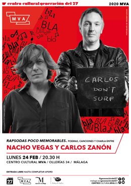 Cartel del encuentro con Nacho Vegas y Carlos Zanón.